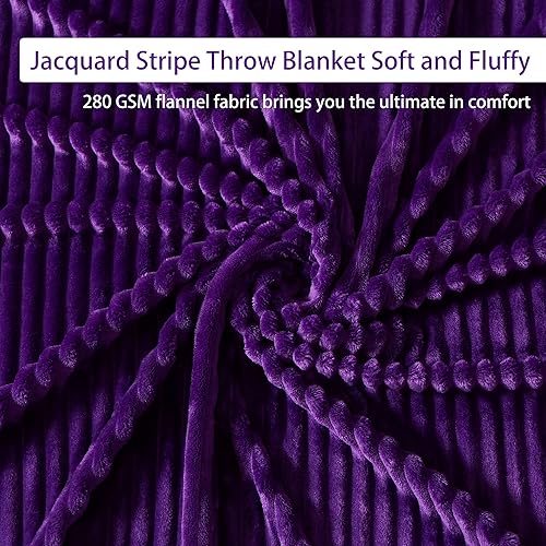 Miniatura 4 de Geniospin Manta de forro polar, de franela de 280 GSM, extra suave, ligera, con tiras, mantas acogedoras y mullidas para sofá, cama, sofá, cálida y