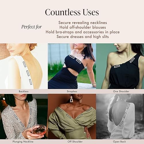 Miniatura 6 de Bare Babe Cinta de ropa de moda de doble cara, cinta transparente para ropa, cuerpo y todos los tonos de piel (50 tiras), Transparente