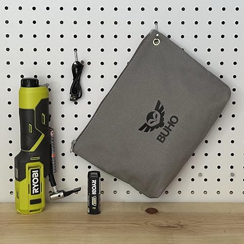 Miniatura 8 de Paquete de inflador de alta presión con inflador Ryobi, batería de litio USB y bolsa de herramientas con cremallera Buho - Infla hasta 100 PSI -