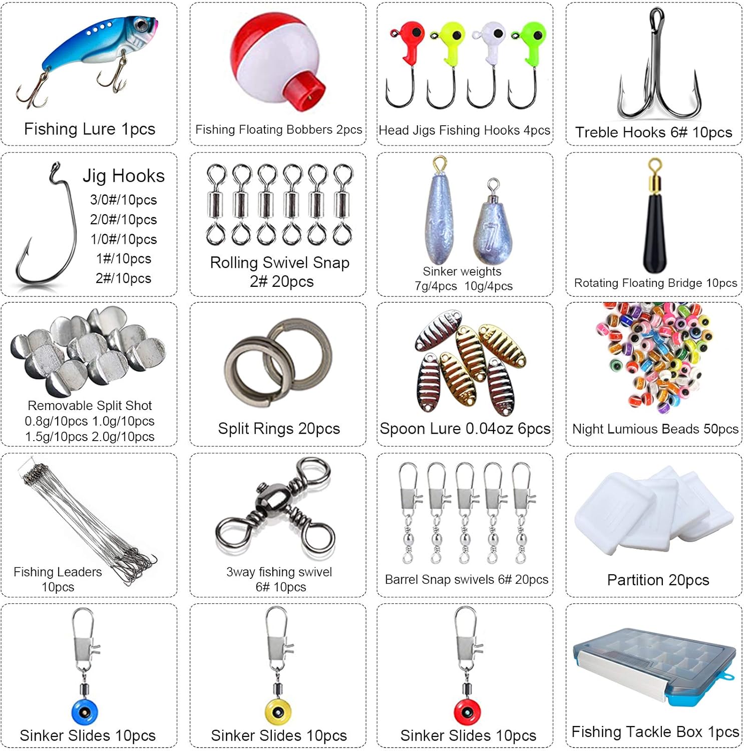 Flash Sale Buy 1 get 1 Fishing Accessories Kit 312 pcs, Including Fishing Lure, Jig Hooks, Bullet Bass Casting Sinker Weights, Swivels Snaps, Sinker Slides, Fishing Set with Tackle Box, Saltwater Freshwater Fishing Gear