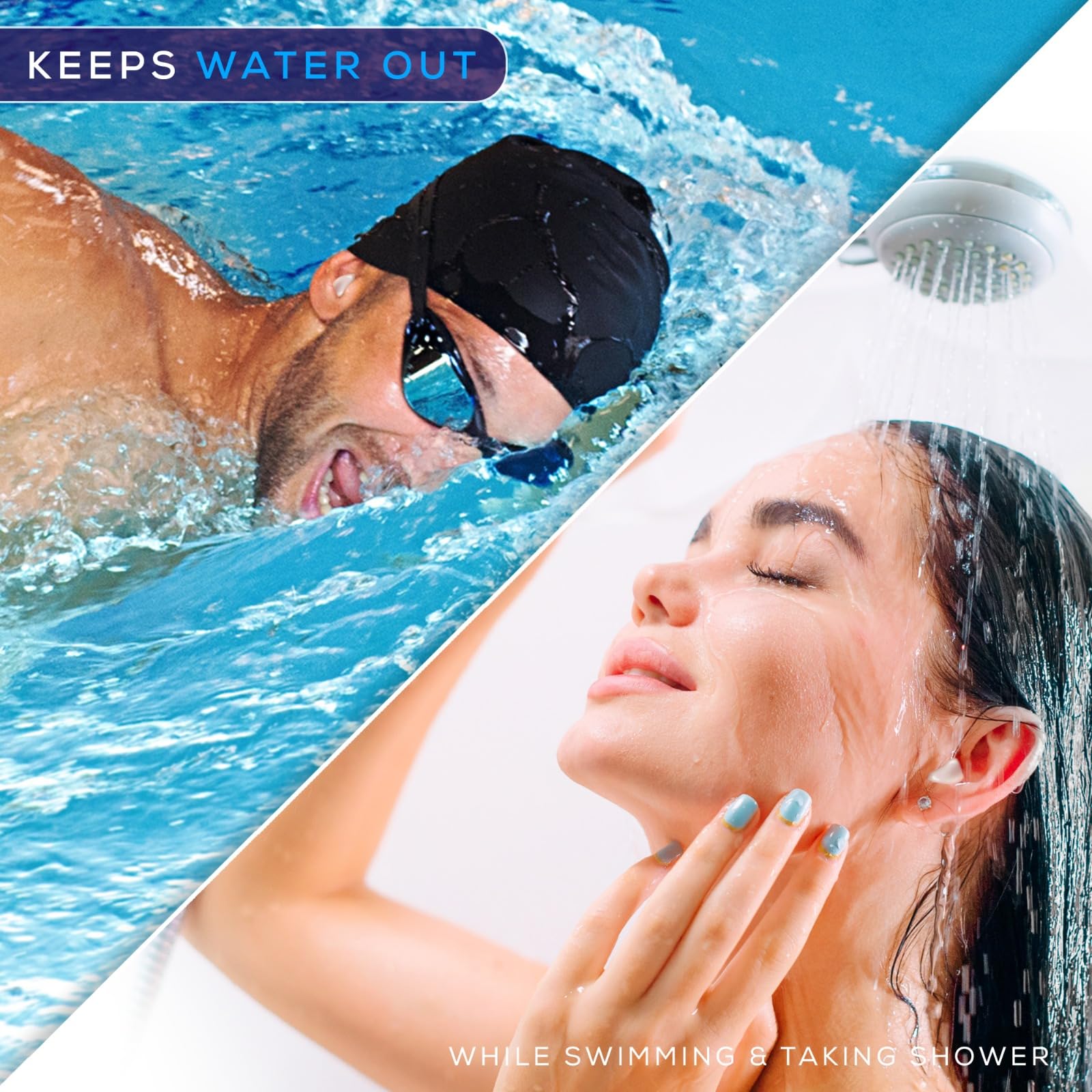 Ohrstöpsel zum Schlafen, Schwimmen, weiche Geräuschunterdrückung, Silikon-Gel-Wachs-Ohrstöpsel für Schlaf und Schwimmer, Gehörschutz mit Schallblockierungspegel von 32 dB (Weiß, 16 Stück