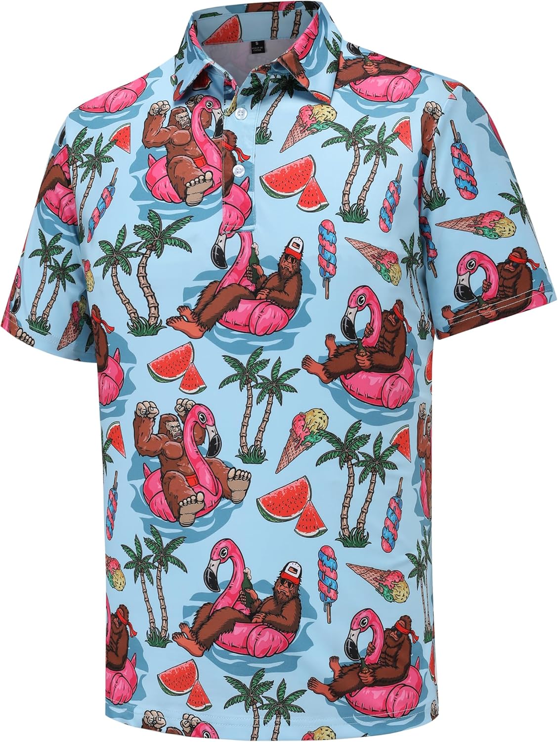 Men's Golf Polo Shirts Short Sleeve Performance Moisture Wicking Dry Fit Funny Golf Polo Shirts for Men