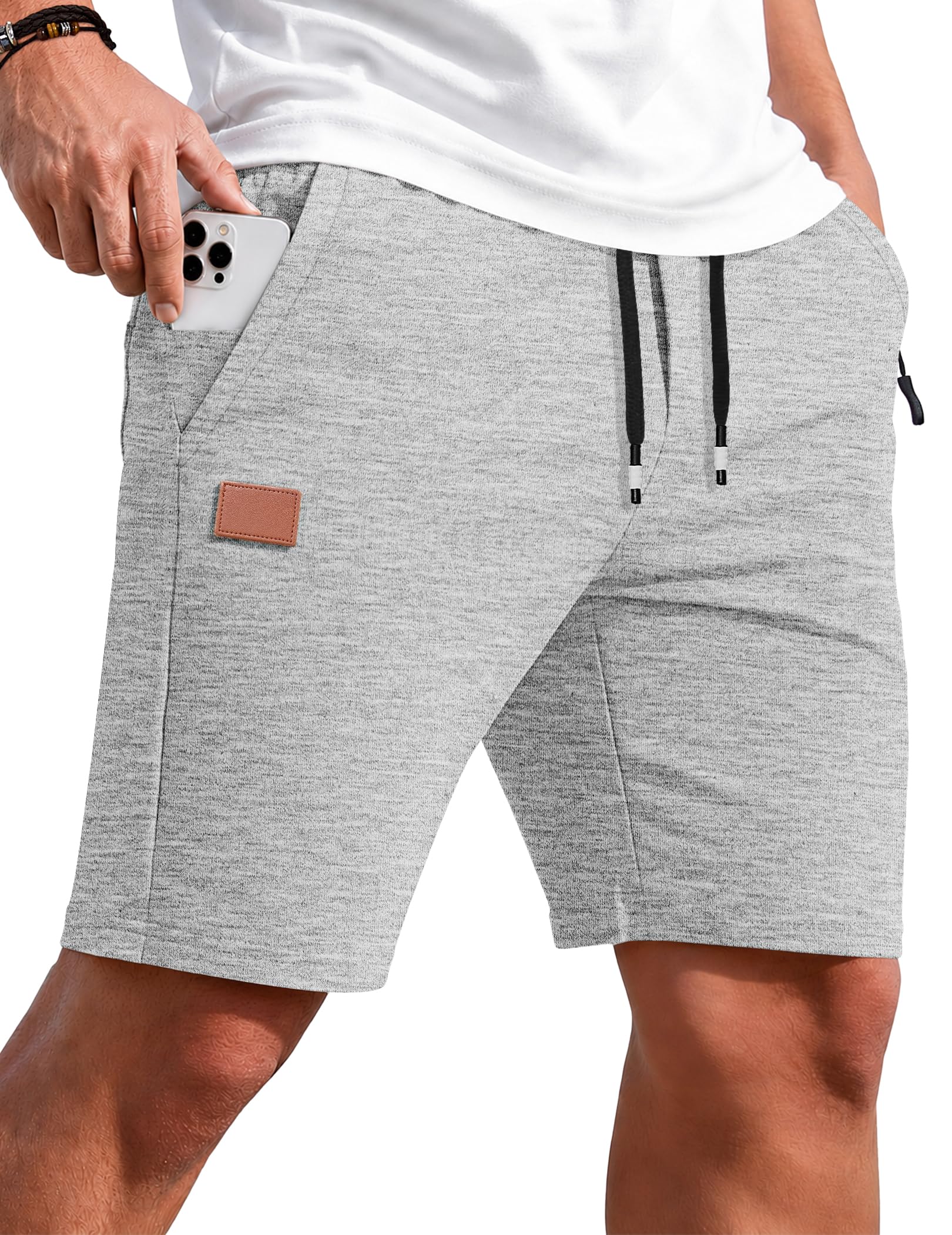 TARAINYA Sporthose Herren Kurz Zipper Baumwolle Kurze Hosen Shorts Sommer Sport Elastische Taille Kordelzug Stretch Mit Taschen