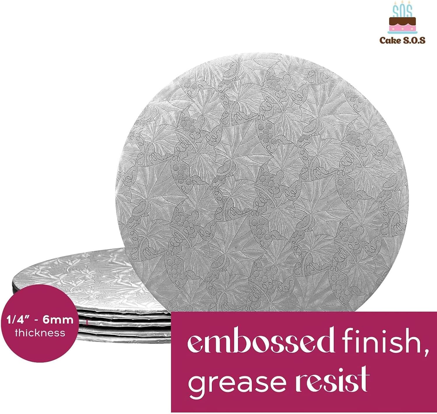 16 inch Silver Round Sturdy Cake Board Drums for Displaying Cakes, 1/2 inch Thick, (1-Pack)