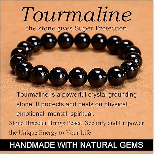 Vista 484 de MASSIVE BEADS Pulsera elástica de yoga hecha a mano con piedra natural, cristal curativo, energía, regalos para adultos unisex de 0.157 in, 0.236