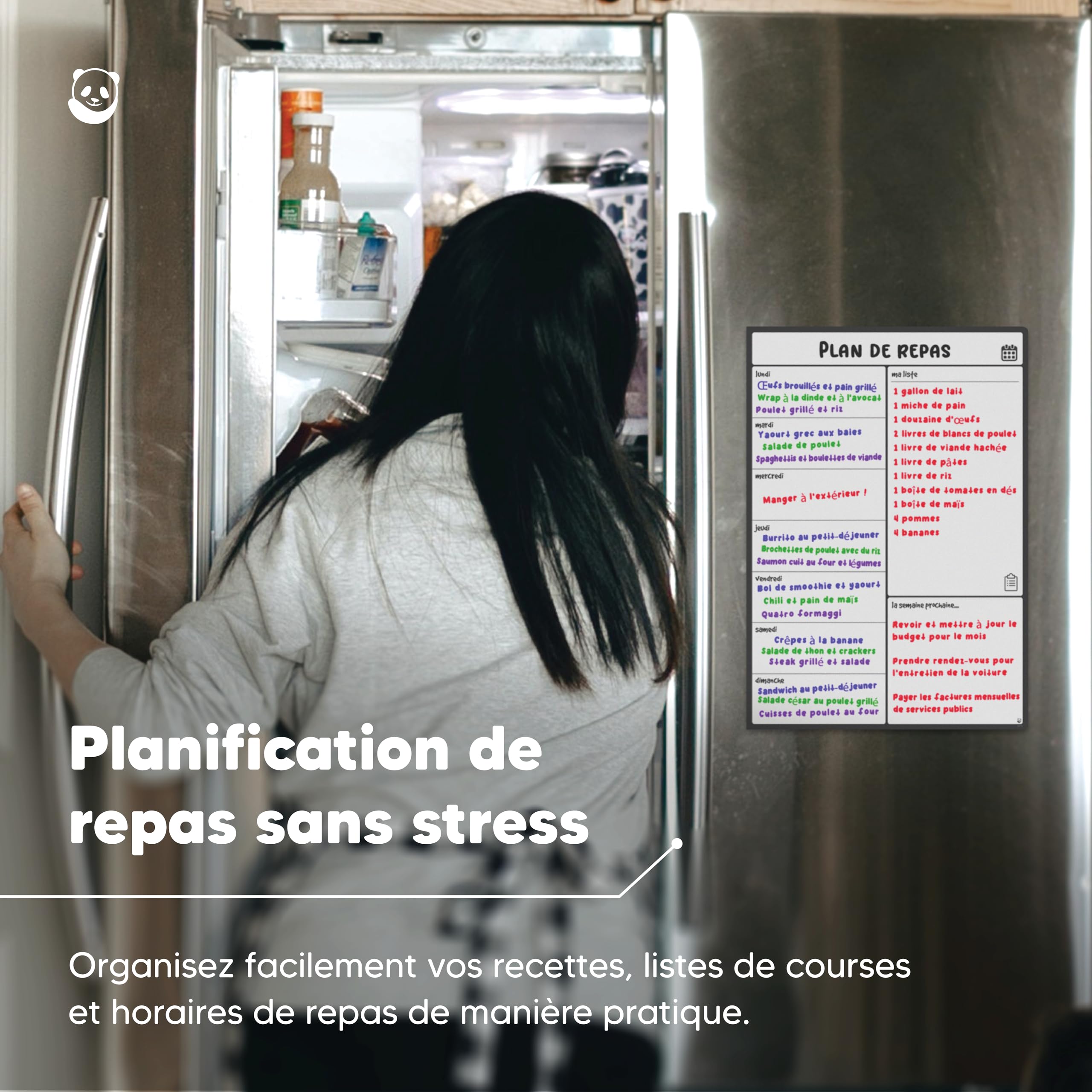 Smart Panda Calendrier Magnétique Frigo Planification Repas Familiaux A4 Français