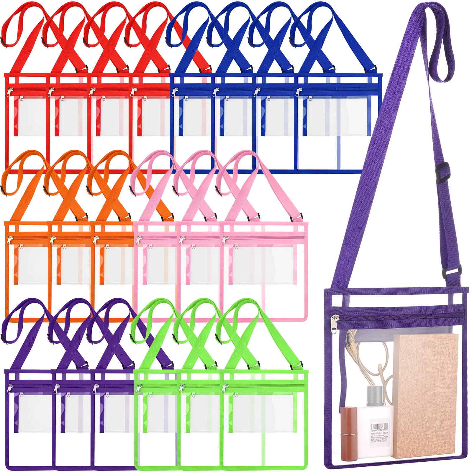 20 Stück transparente Taschen, Stadion-zugelassen, PVC, Kuriertasche für Reisen, Konzerte, Sportveranstaltungen