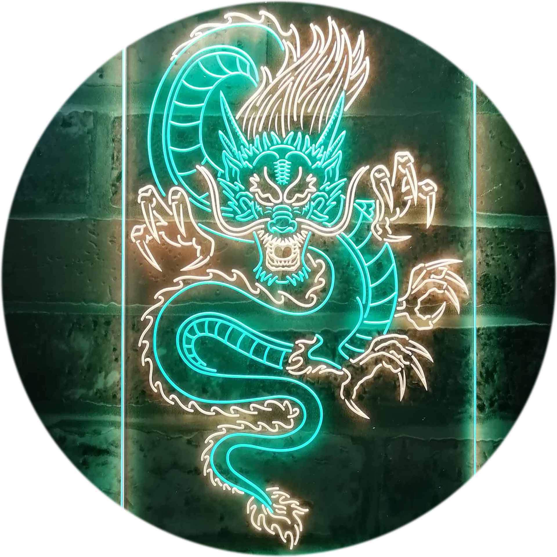 Chinese Dragon Room Display Dual Color LED Enseigne Lumineuse Neon Sign Vert et jaune 400 x 600mm st6s46-i3225-gy