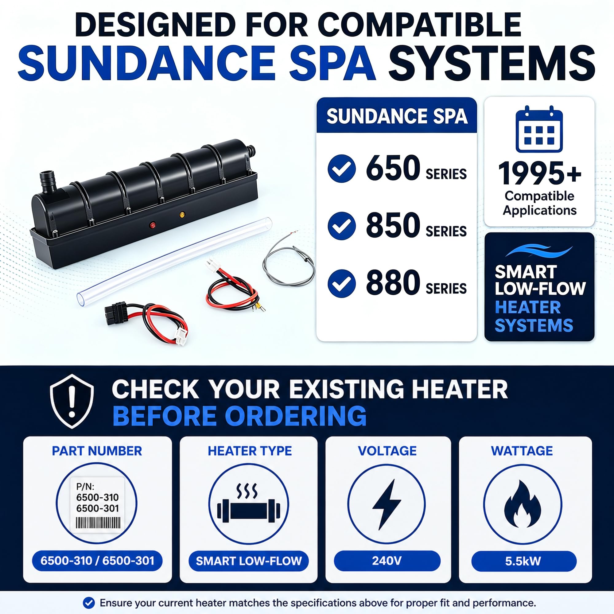 Yoursme 6500-310 Calentador inteligente de bajo flujo para Sundance Spa 5,5