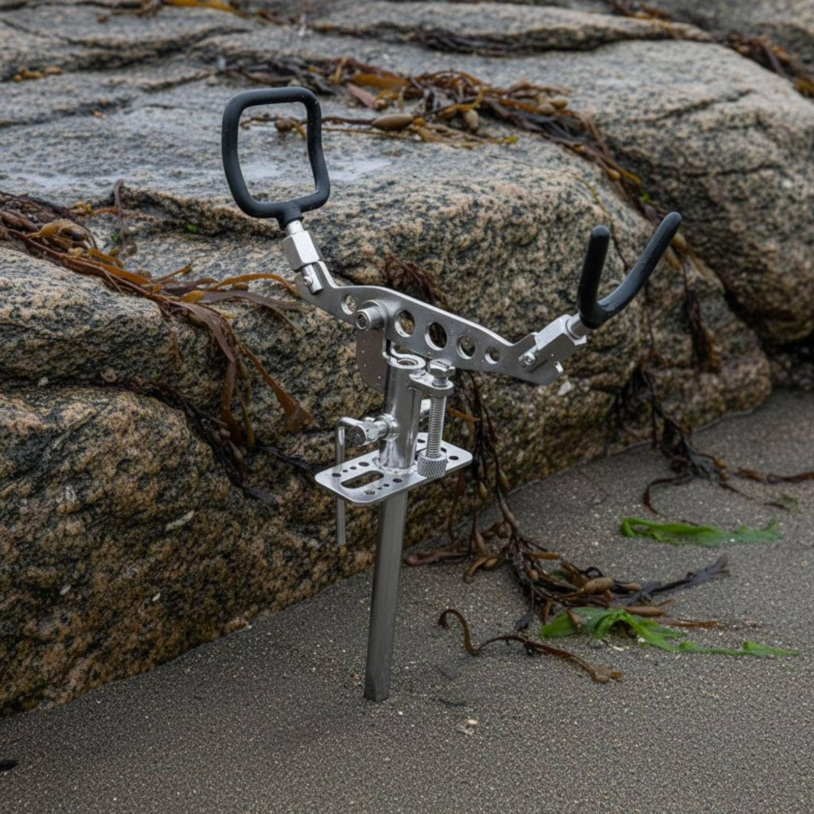 Support de Canne à Pêche Porte-Cannes Support de Tige Ajustable Structure Pliable en Acier Inoxydable Stake Pointu Adapté pour Pêche en Bord de Rivière Pique-Nique Camping