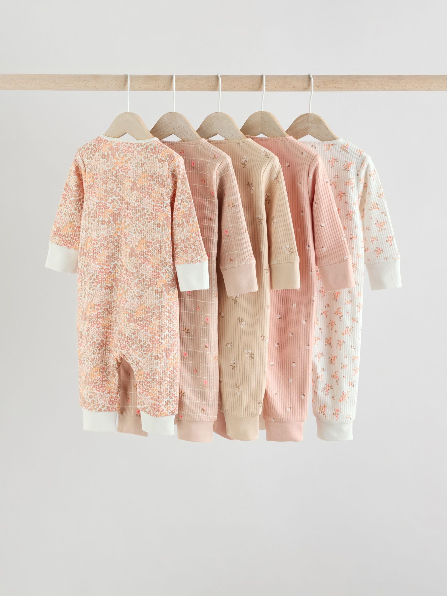 NEXT Baby Mädchen 5er-Pack Baby Schlafanzüge mit Zwei-Wege-RV