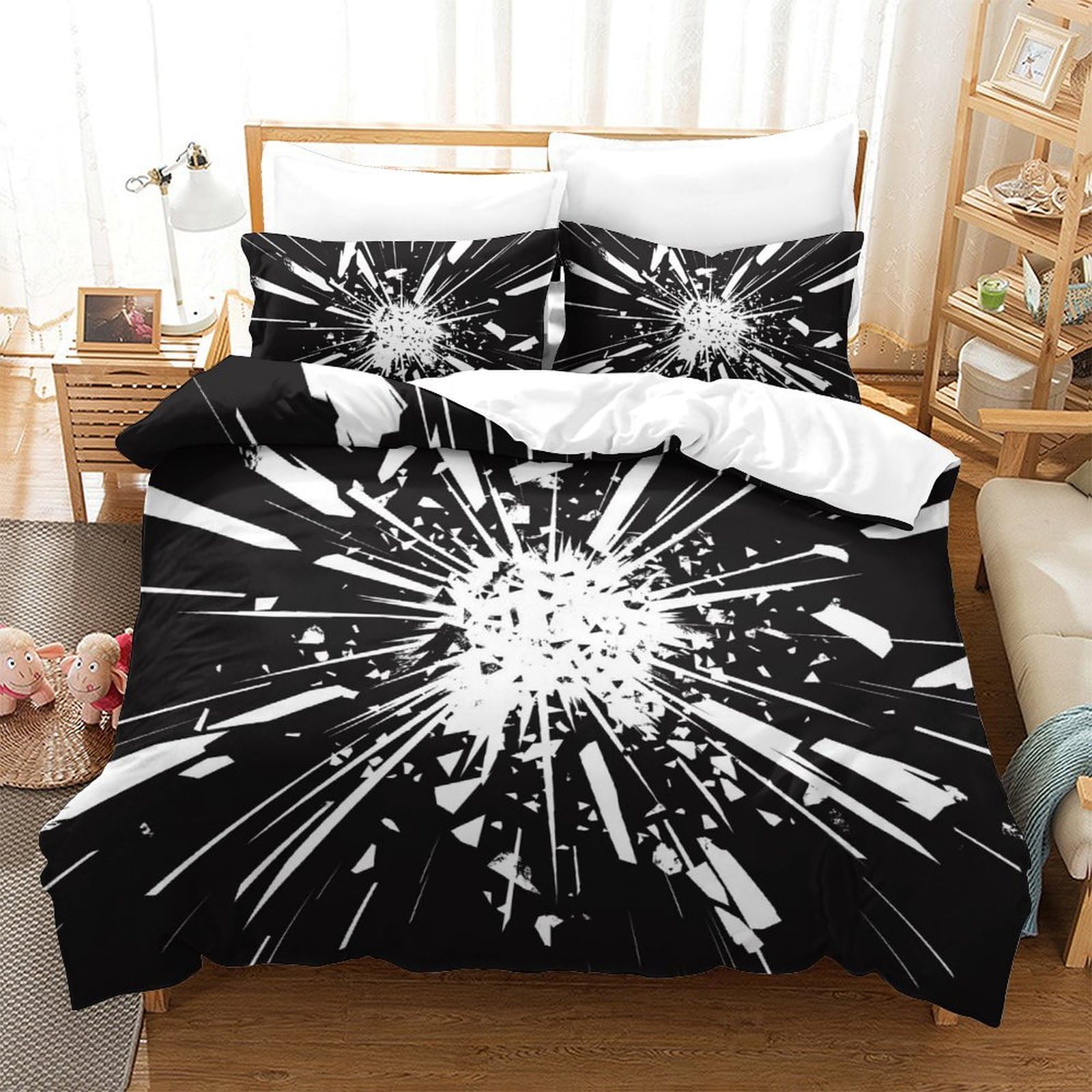 Parure de lit 3D Microfibre 220x240cm : housse zippée pour une chambre d'ado moderne