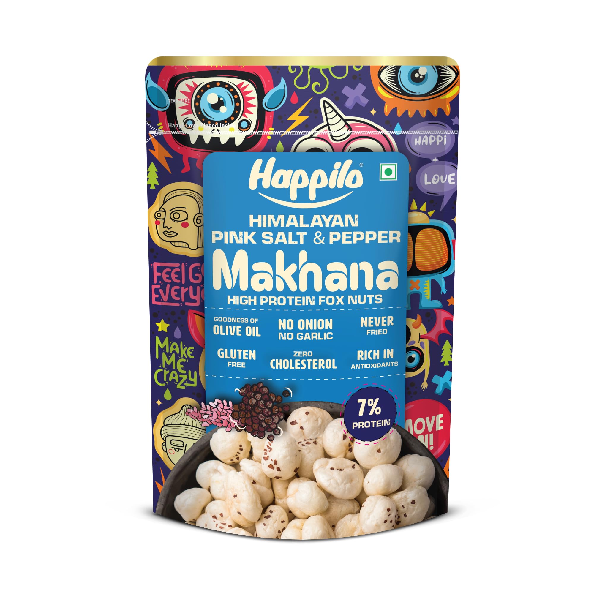 Happilo Premium Super Snack Makhana Himalayan Salt & Pepper 55g, Roasted Foxnut Healthy Snack Low Calorie Gluten Free and Vegan-image-23