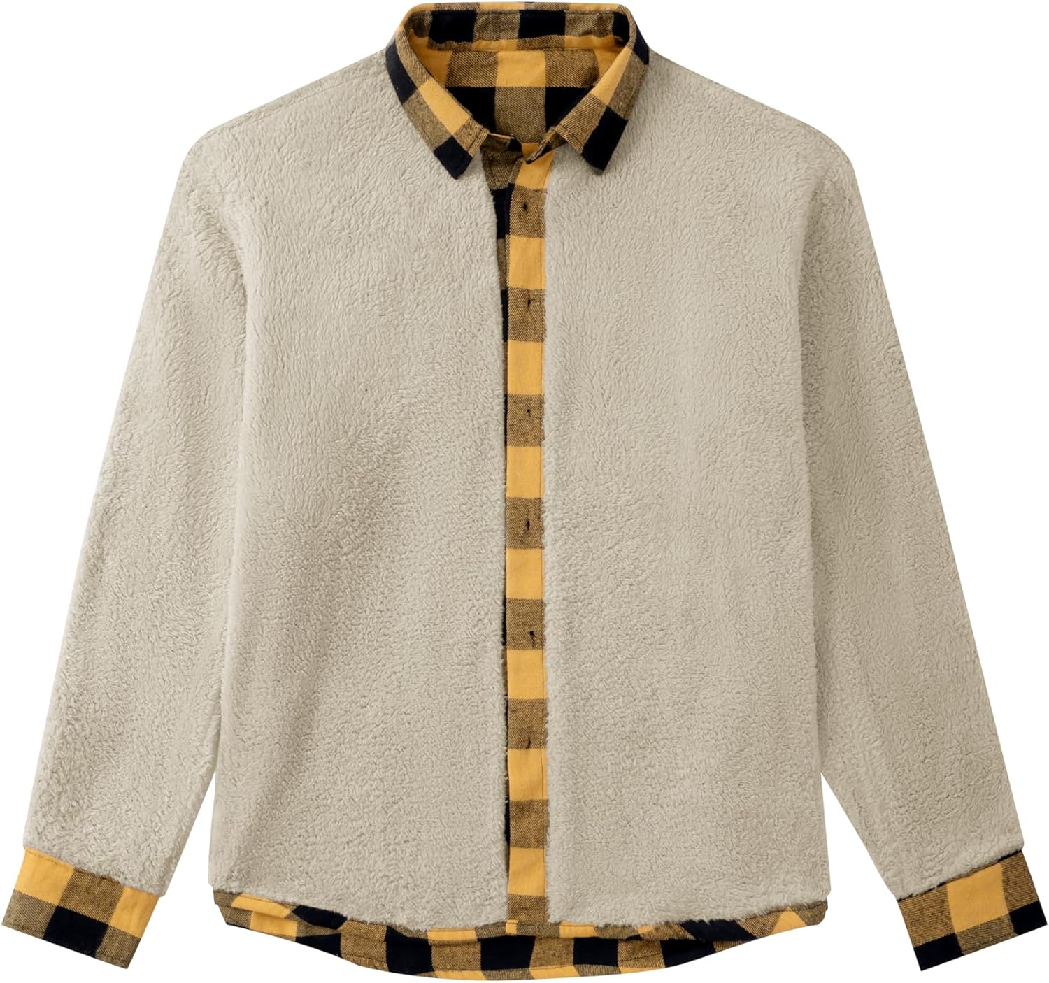 COOFANDY Men's Sherpa Lined Flannel Shirt Jacket Long Sleeve Button Up Fleece Plaid Shirts - Image 4