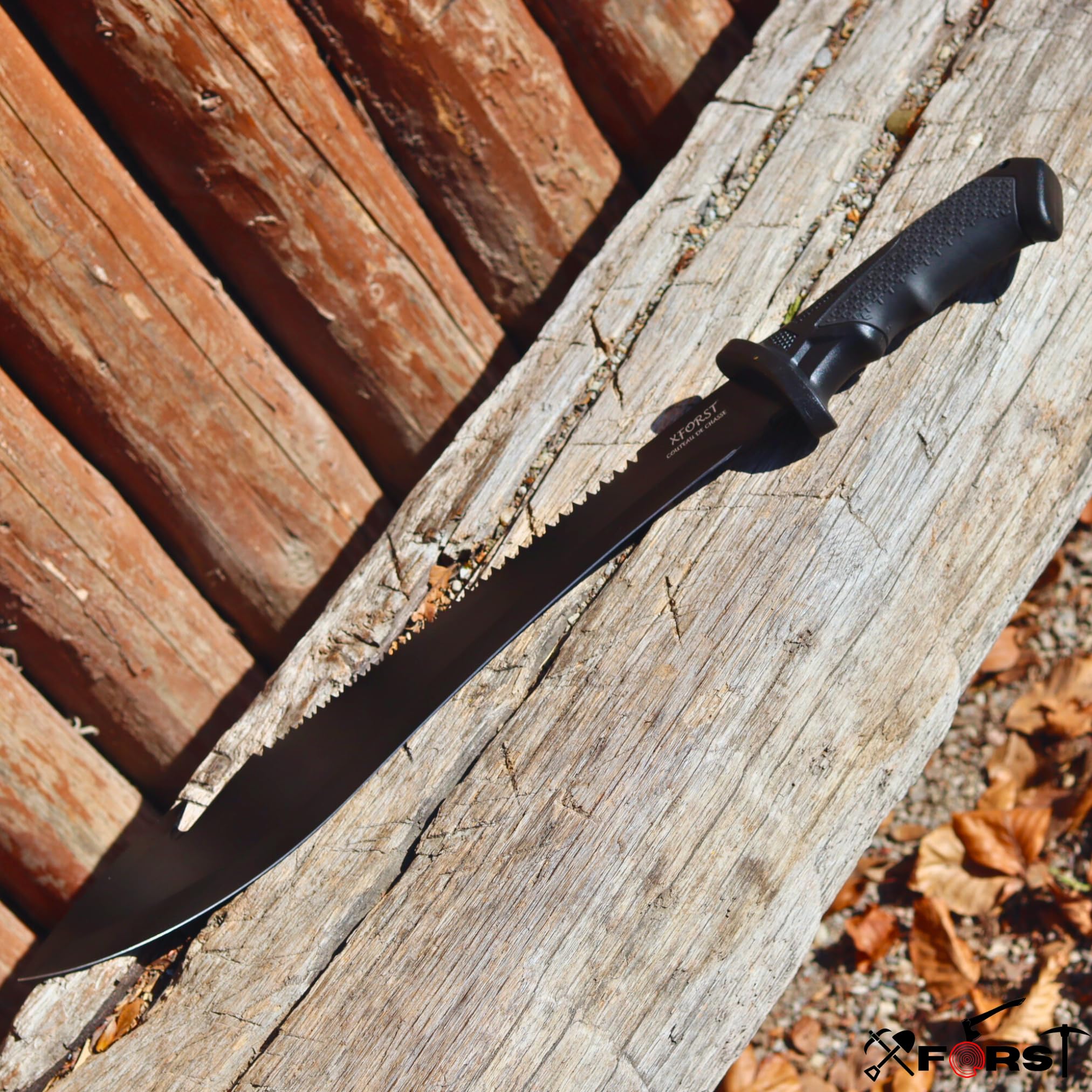 Xforst Coltello – grande coltello da caccia di alta qualità per esterni, manico in TPE e fodero in tessuto Oxford