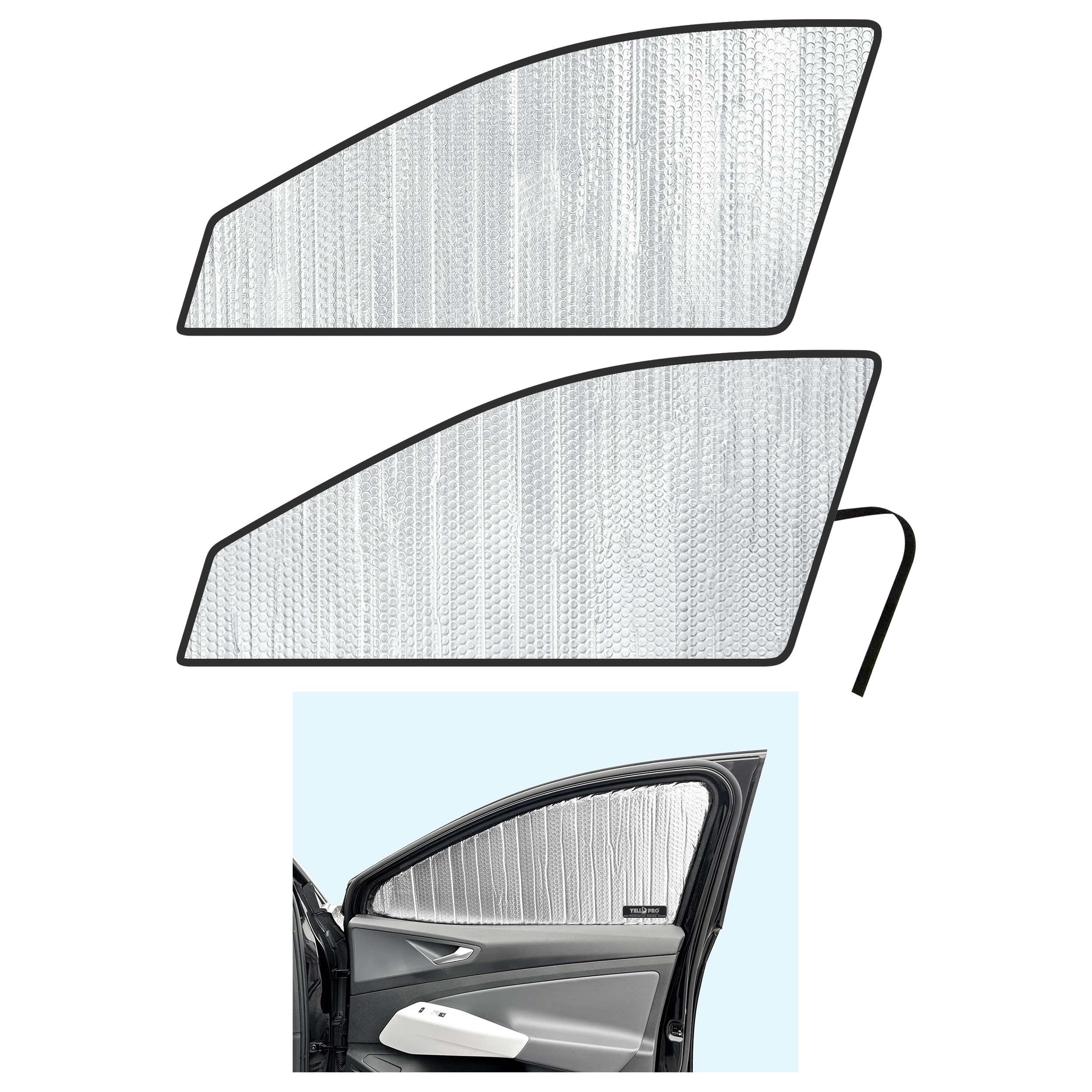 YelloPro Side Window Front Seat Sunshade (Set of 2) Custom Fit for 2021 2022 2023 2024 2025 Volkswagen ID.4 ID4 EV SUV, Sun Protection UV Reflector Insulated Accessories [Made in USA]