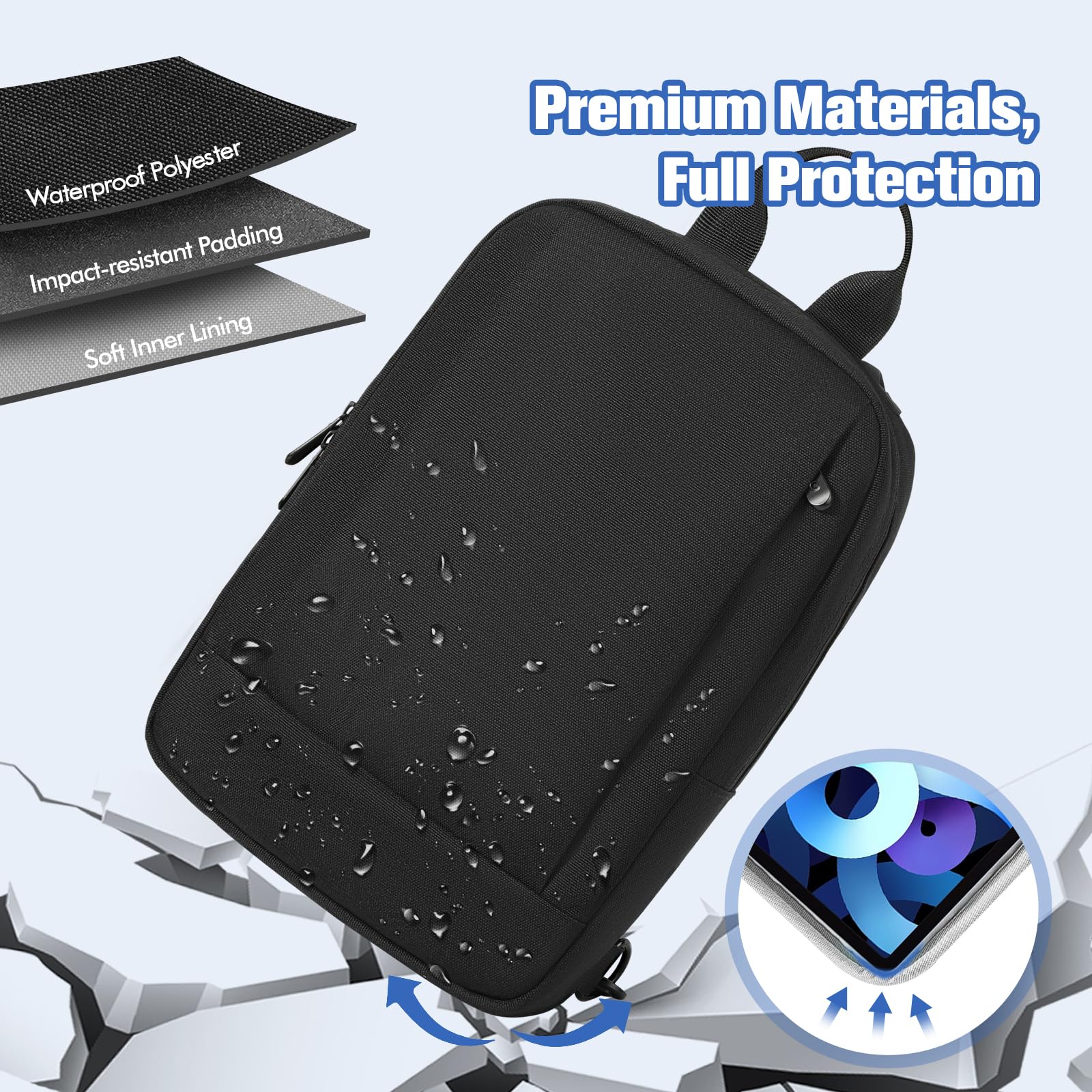 MoKo Funda para Tablet de 9-11 Pulgadas con Puerto para Auriculares | Funda para tablet compatible con iPadA16 2025, iPad Pro 11", iPad 10/Air 5/4 10,9" y Tab S9/S8, Negro