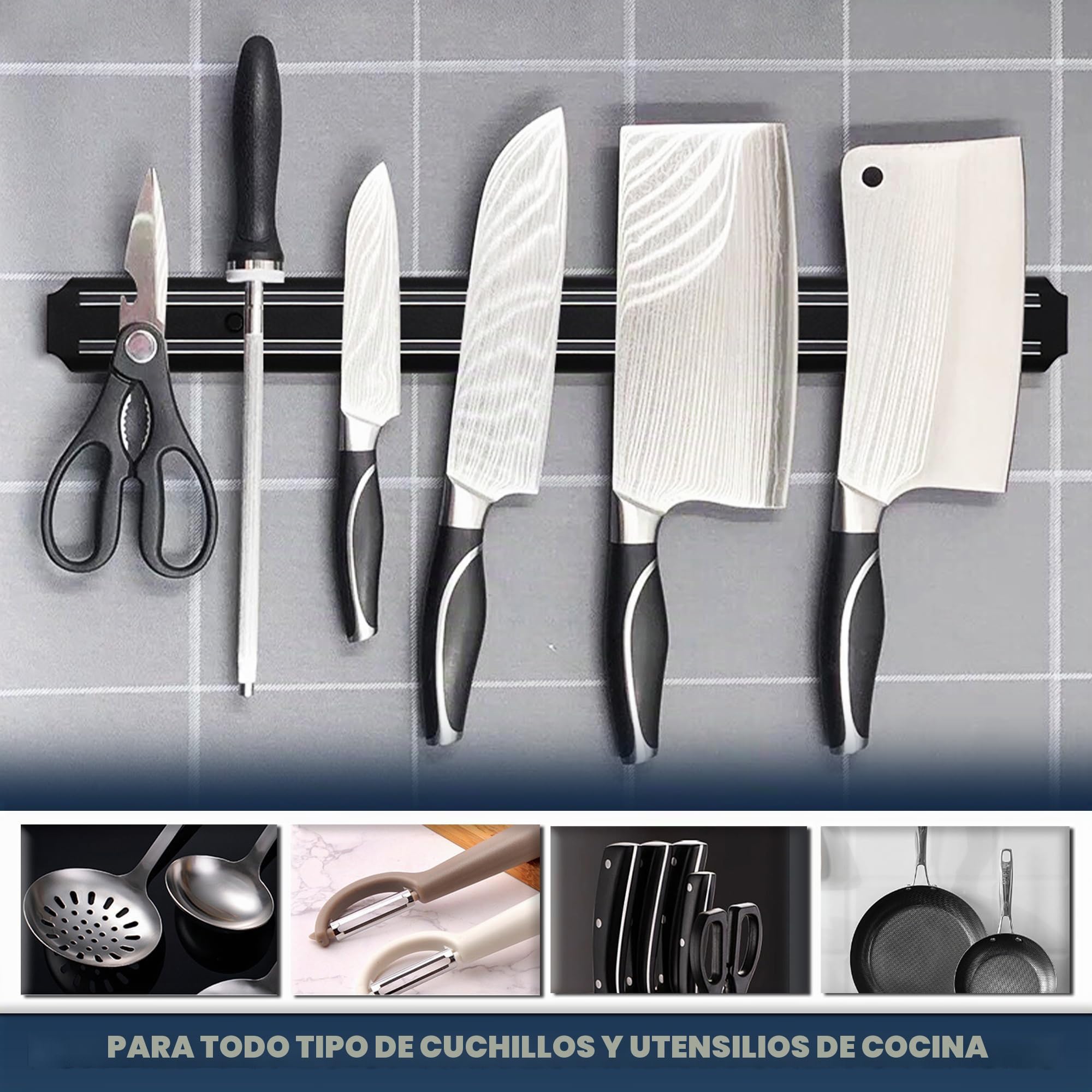 Iman cuchillos de cocina pared 4 uds 33 cms soporte cuchillos cocina imán cuchillo de cocina iman para cuchillos en pared imán para cuchillos de cocina soporte magnetico cuchillos