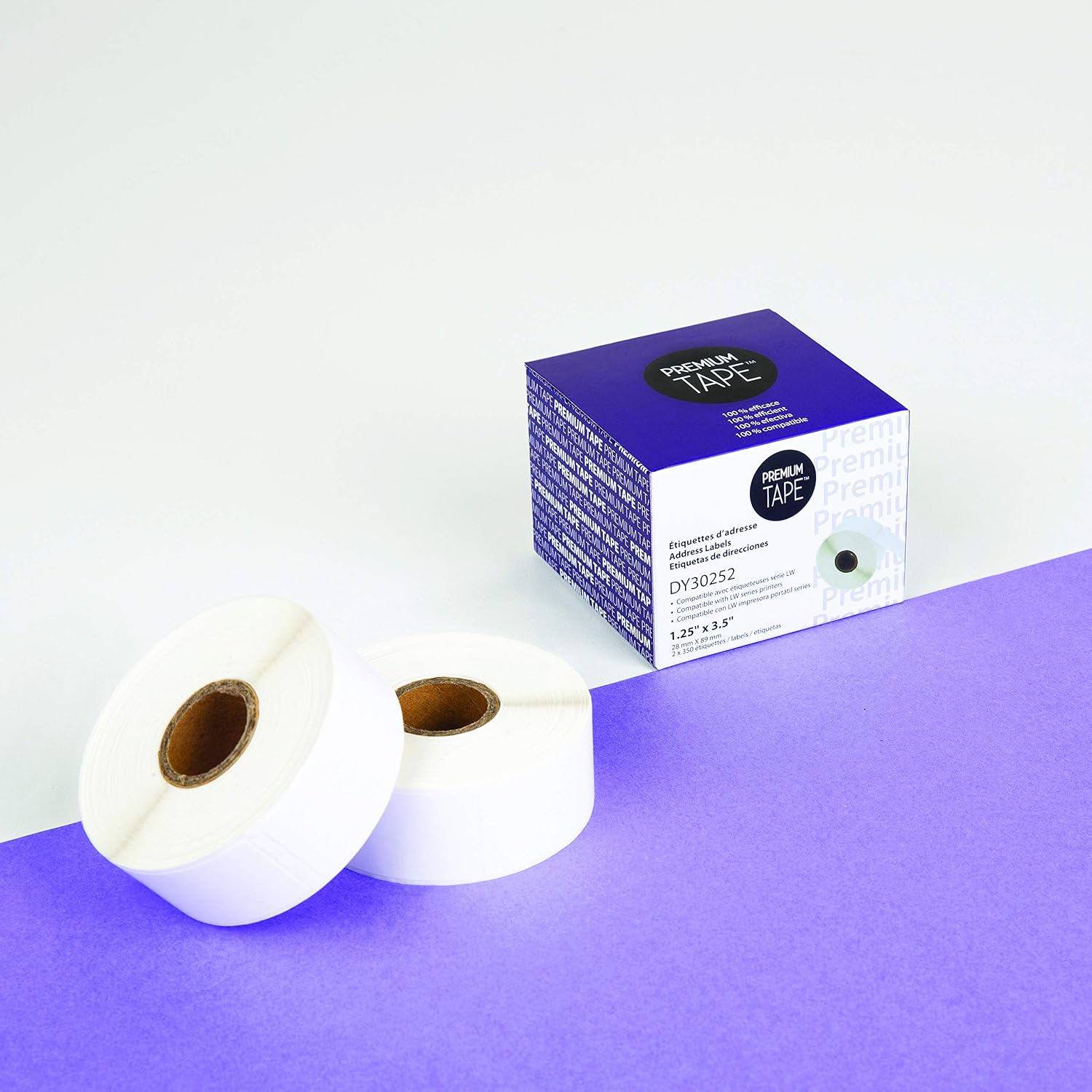 Premium Tape Address Labels - Alternative for Dymo 30252 - 1-1/8" x 3-1/2" - Black on White - 350 Labels / Roll - 2 Rolls / Pack (1)