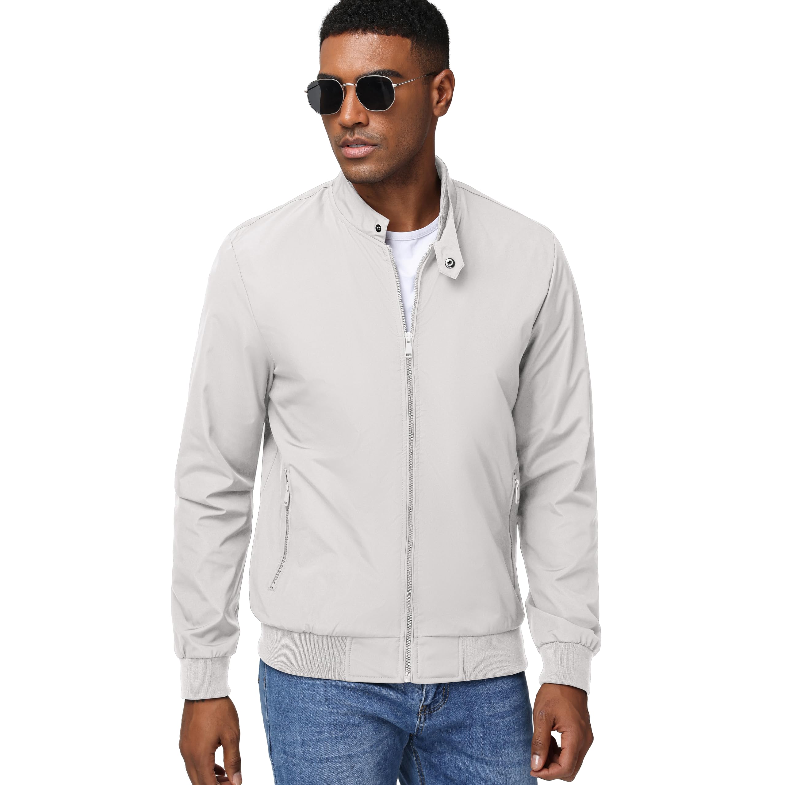 Veste bomber légère pour homme avec col montant - Veste demi-saison - Veste de loisirs