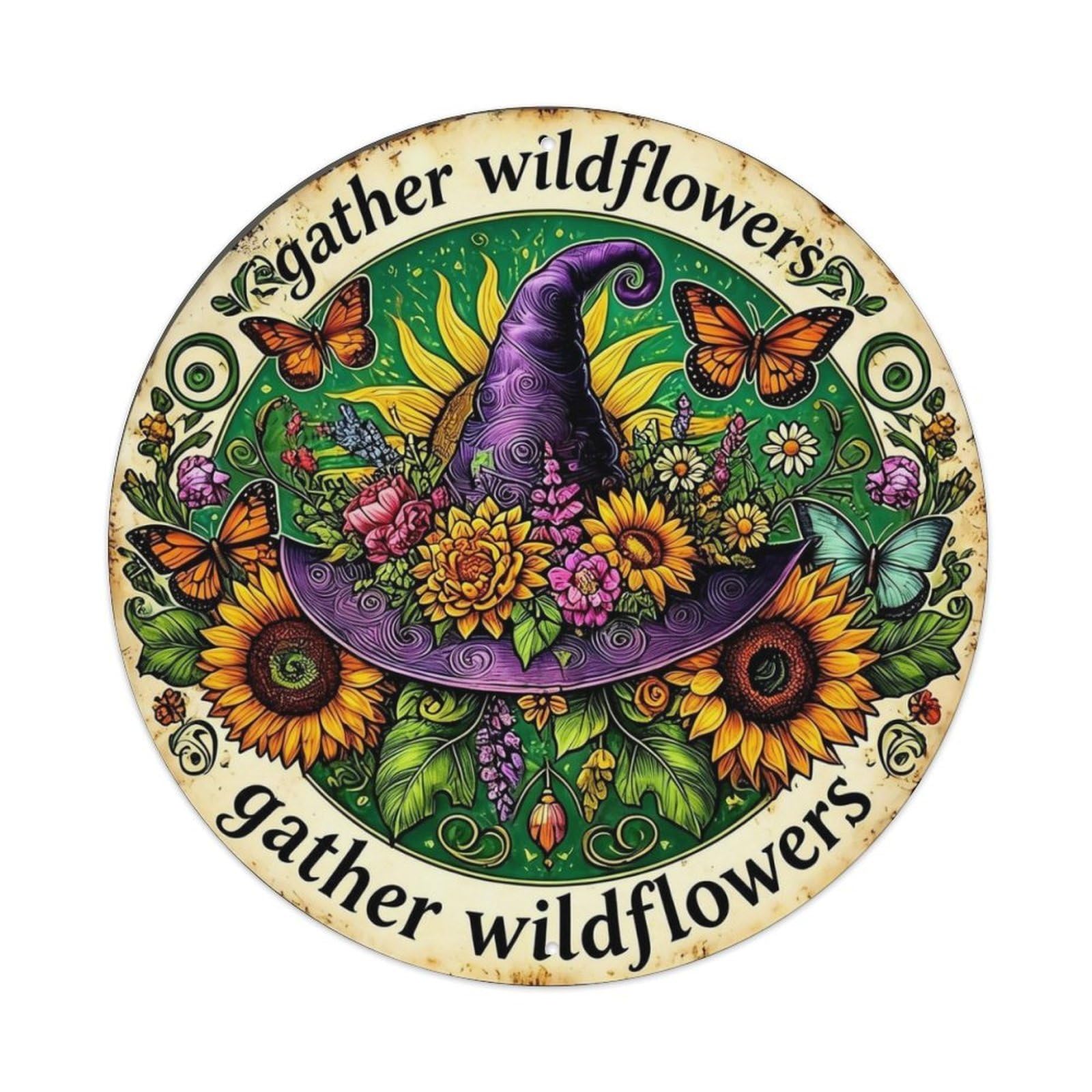 Gather Wildflowers Metal Tin Sign Plaque