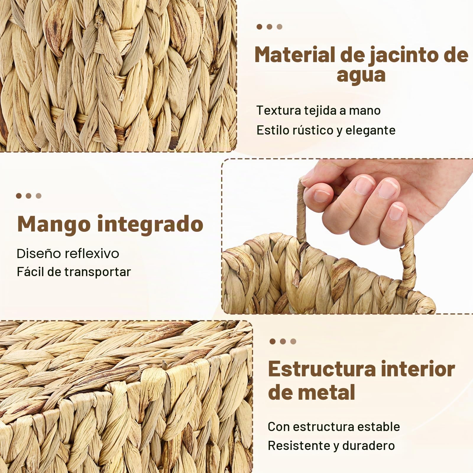 Revistero estable de jacinto de agua, cesta de almacenamiento tejida con asa, soporte de archivo pintado a mano, cesta de mimbre para libros, revistas, papeles como regalo, decoración 30 x 14 x