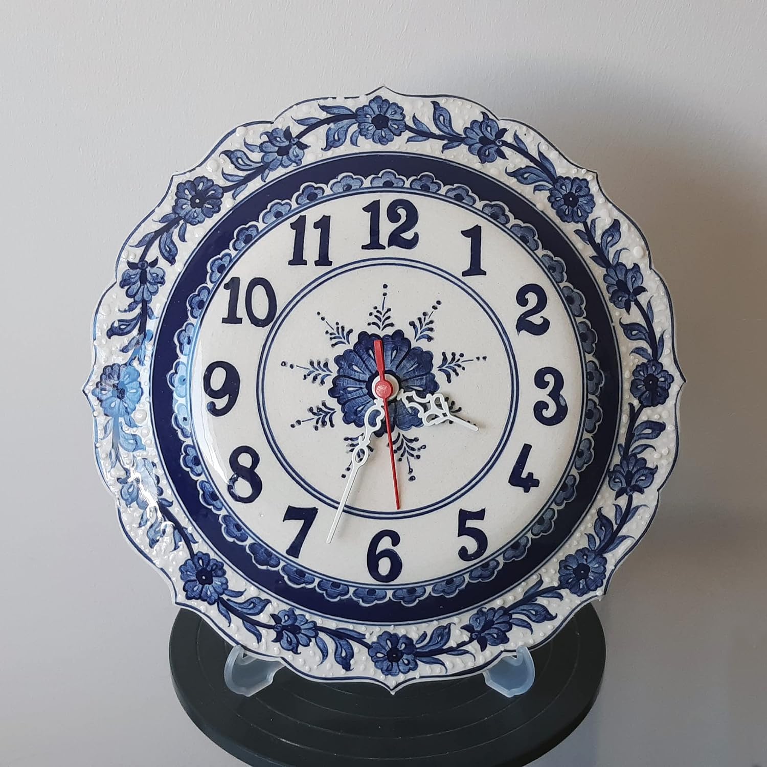 Handmade Ceramic Wall Clock, Chinoiserie Wall Clock, Vintage Clock 11.8 inches (30 cm) in Diameter Without Clock Mechanism, Plate Only