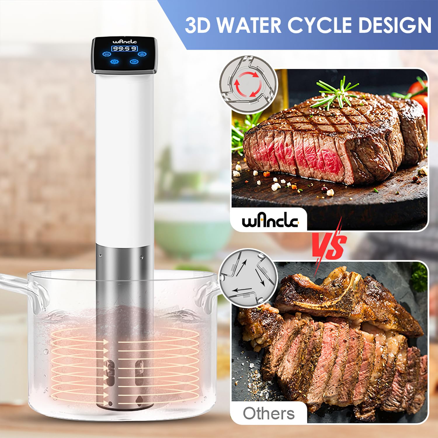 Amazon.com: Wancle Sous Vide Machines, 1100 Watts Sous-Vide Cooker