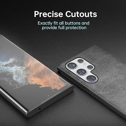 Miniatura 10 de SALAWAT Funda para Galaxy S22 Ultra, delgada, de piel sintética, vintage, a prueba de golpes, ligera, suave, TPU, carcasa protectora híbrida de