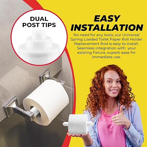 Miniatura 6 de Qualihome La primavera plástica universal blanca cargó la barra del reemplazo del tenedor del rollo del papel higiénico, barra blanca del reemplazo