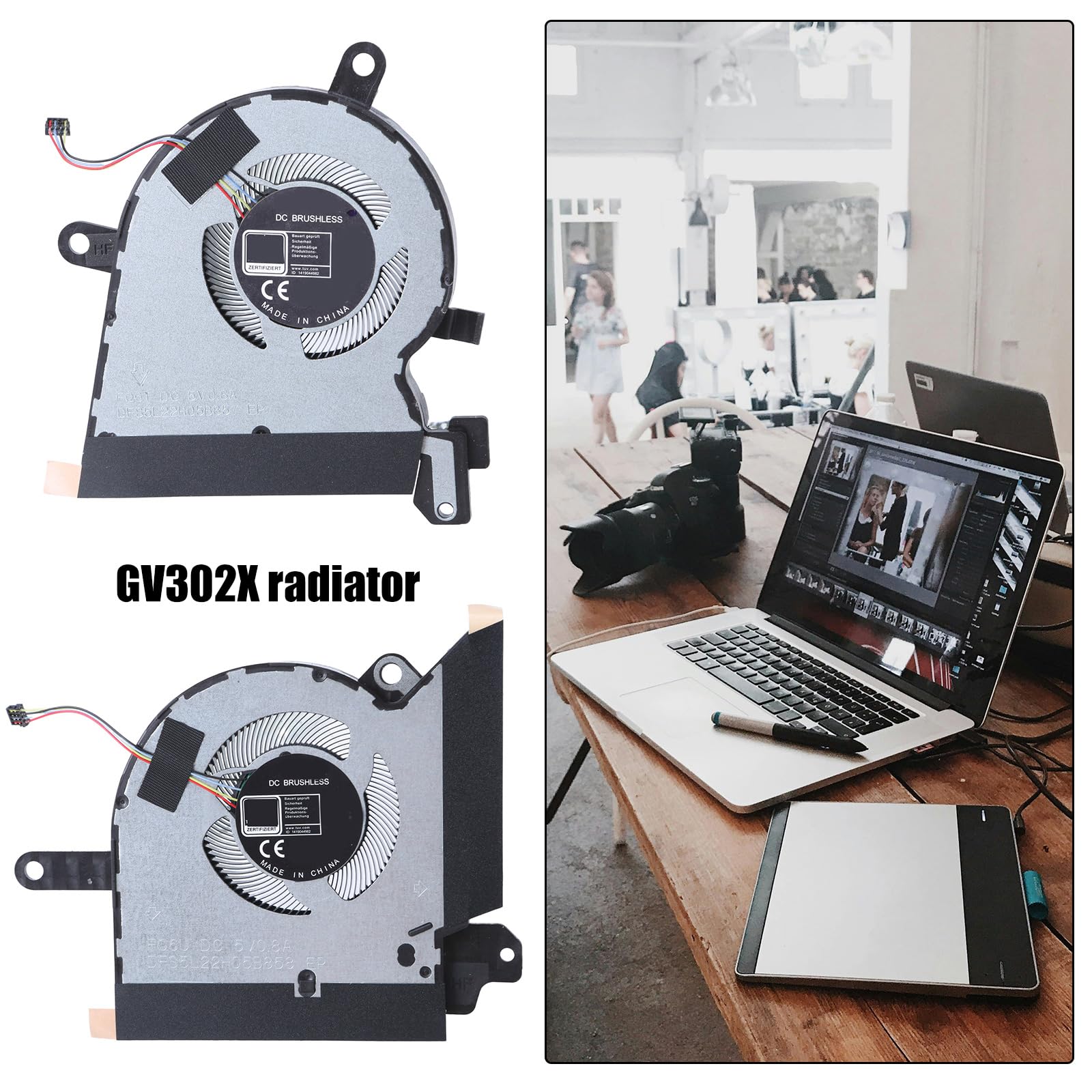 Ventola CPU Professionale Ventola Raffreddamento GPU avanzata per Laptop GV302XV GV302XA Prestazioni Superiori Dissipatori CPU in Metallo Sostituzione del Raffreddamento in Metallo
