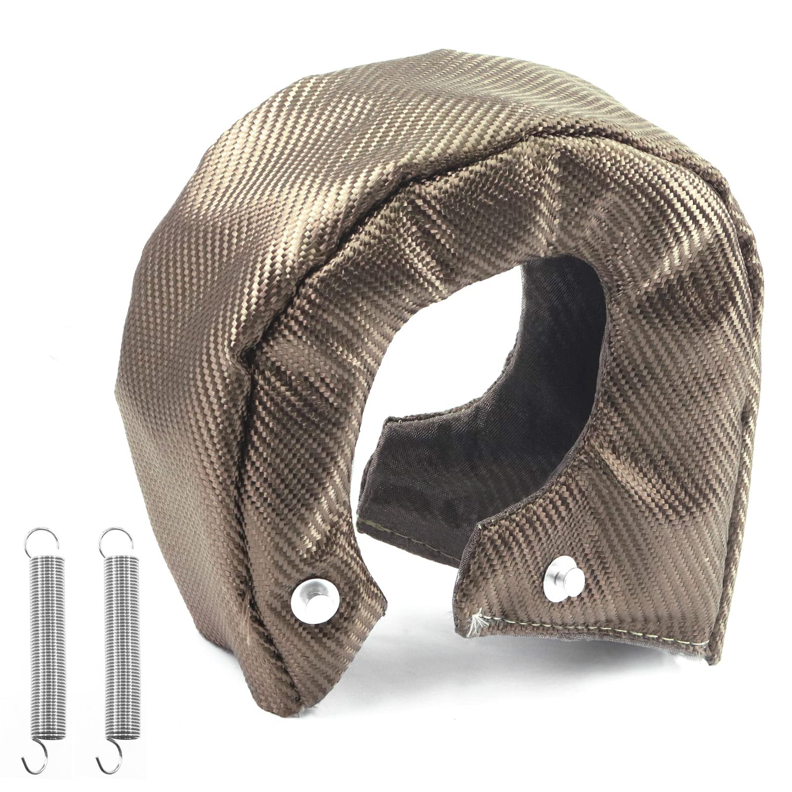 Swpeet3Pcs T4 Titanium Turbo Heat Shield Blanket and Fastener Springs Assortment Kit, Charger Cover Wrap Heat Shield Barrier Fiber Turbo Blanket Turbocharger Cover Wrap