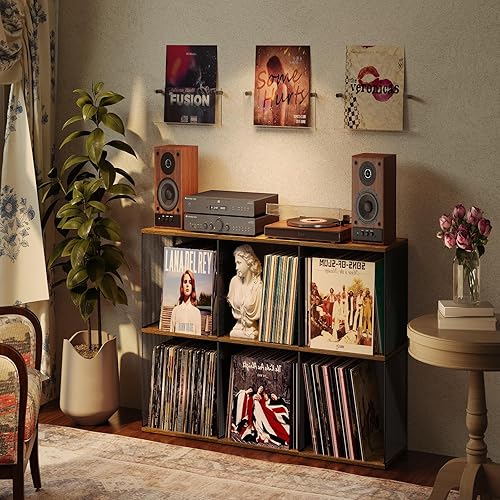 Miniatura 2 de Tocadiscos de almacenamiento de discos de vinilo de 3 niveles, compatible con escritorio, organizador de discos apilable para bricolaje, 100-140