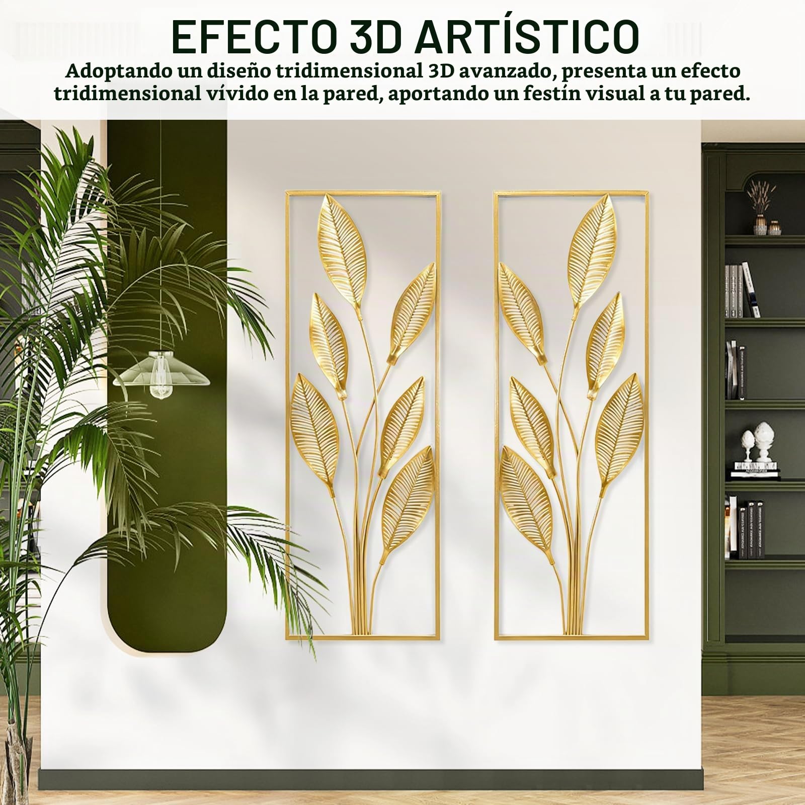 DecoracióN De Pared De Metal, 2 Piezas De DecoracióN De Pared Para Sala De Estar Hechas A Mano PéTalos De Pera Dorados Arte De Pared Moderno Para Sala De Estar Y Dormitorio (Montaje Sin Clavos)
