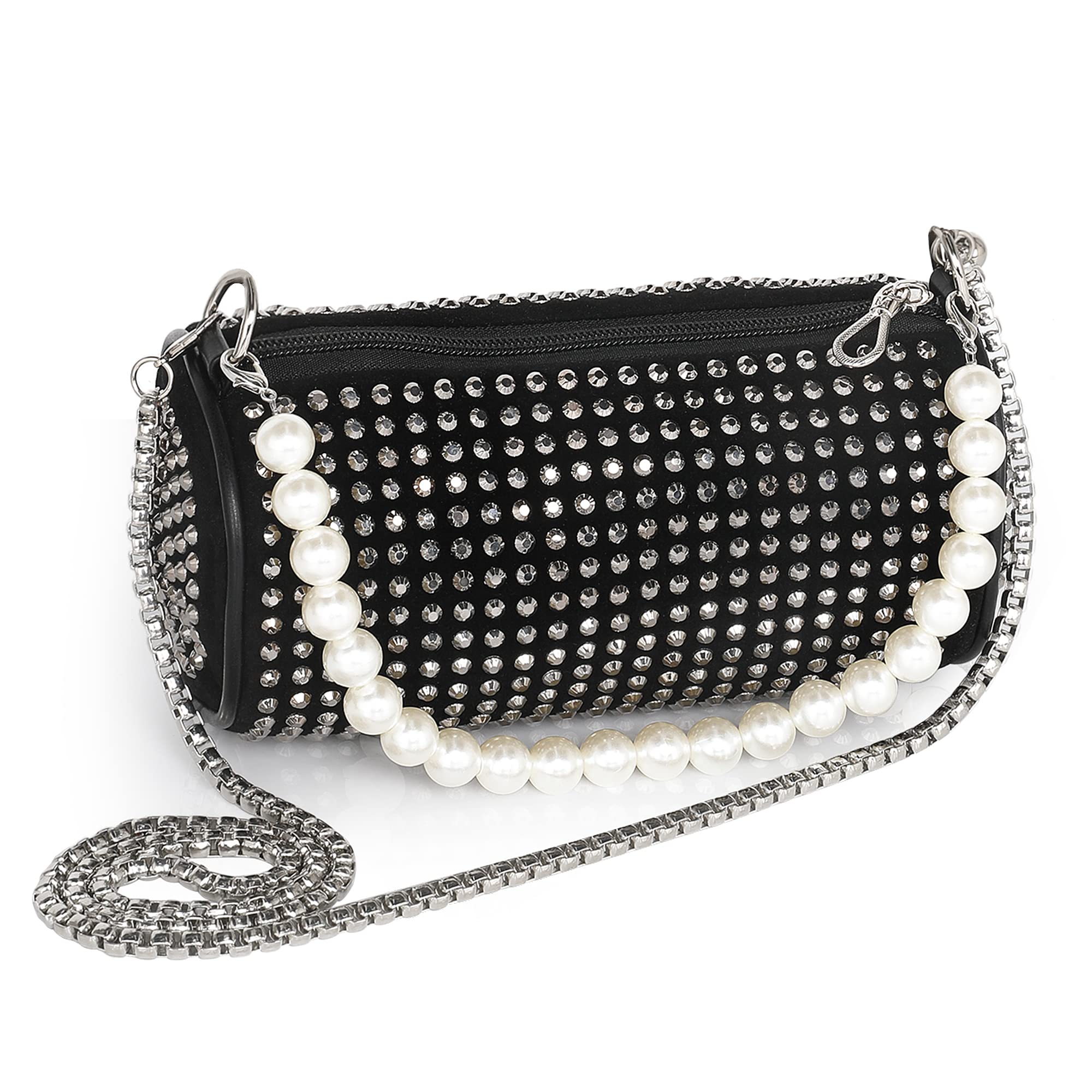 Montana WestCrystal Rhinestone Crossbody Bags for Women Bling Purse Mini Top Handle Handbag Chain Mesh Clutch for Party