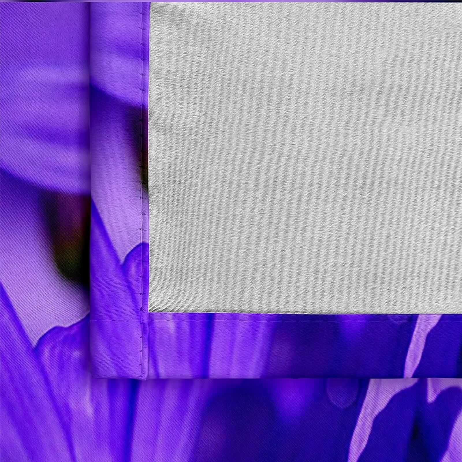 Tenda da cucina, tenda viola poliestere, fiori viola decorazione per finestra, 234 x 229 cm, confezione da 2