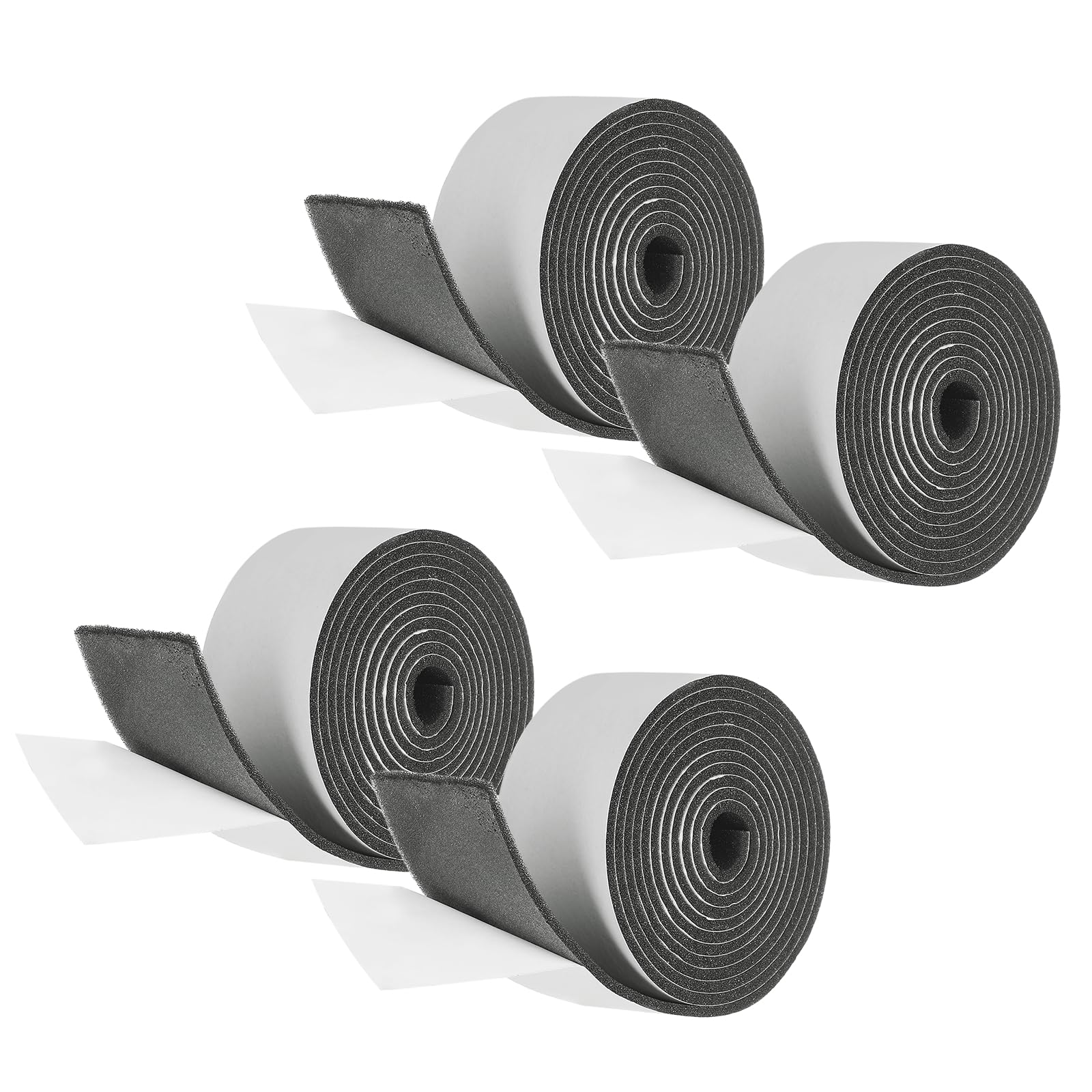 sourcing map Weather Stripping Door Seal, 4 Rolls 40mm x 3mm Adhesive Foam Tape Seal Soundproof Insulation Strips for Door Frame Window Gaps (26 Feet Total, 6.5 Feet/Roll)