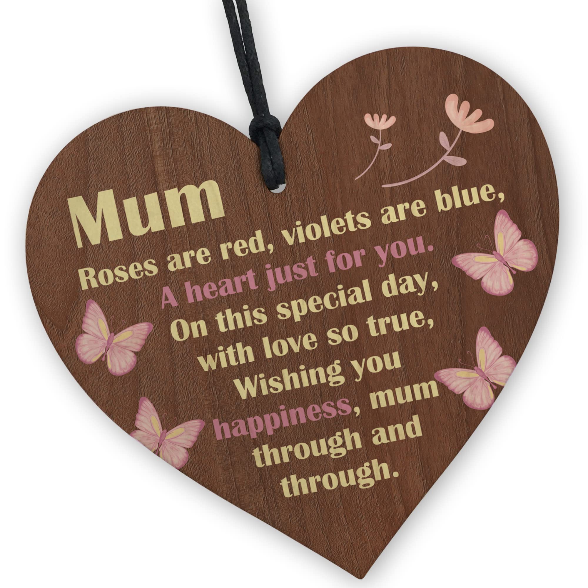 Red Ocean Hanging Wooden Heart Gift For Mum For Mothers Day Birthday Appreciation Gifts For Mum From Daughter Son