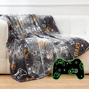 SOCHOW Cuddly Blanket with Game Controller Glow-in-the-Dark 127 x 150 cm
