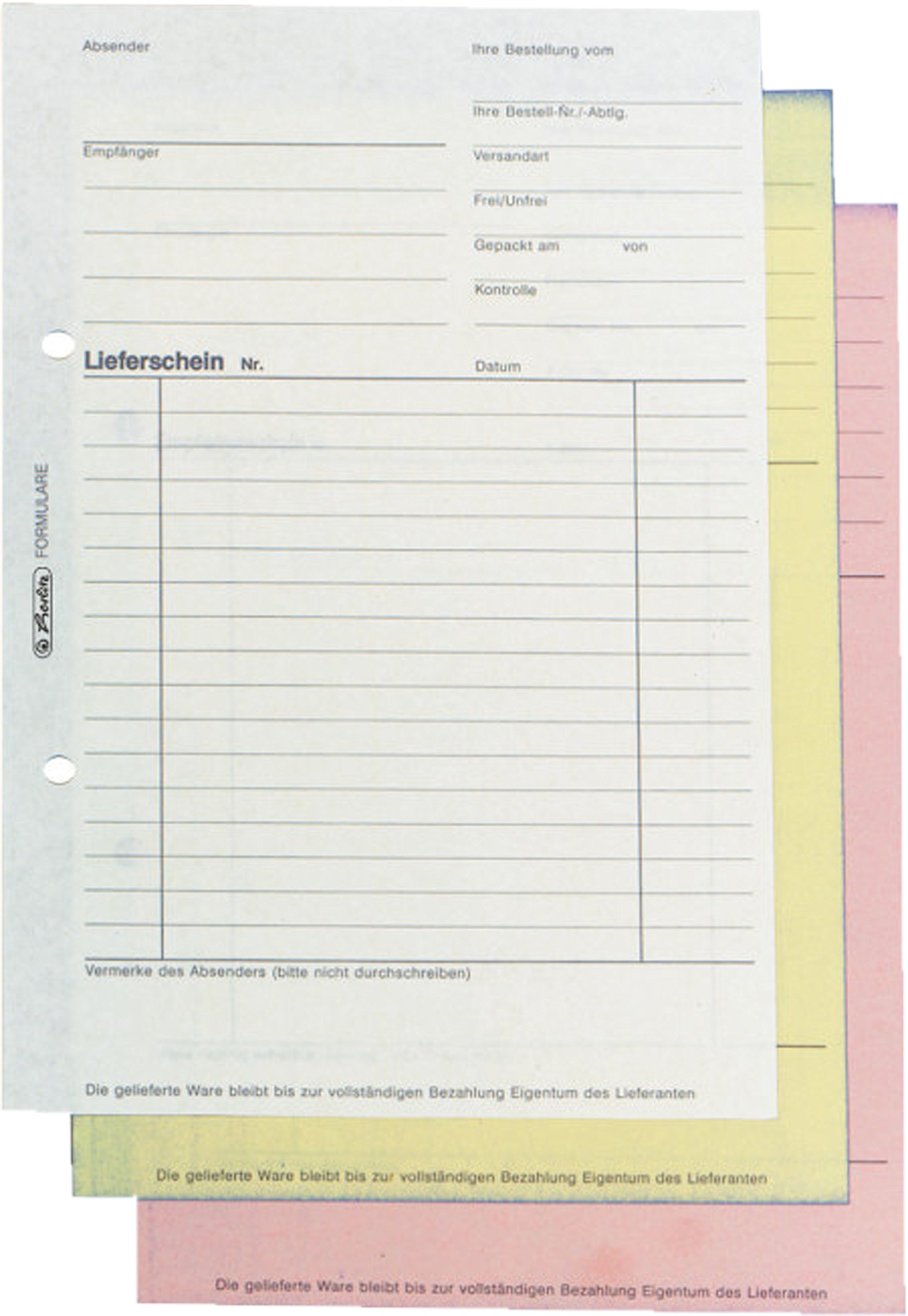 Herlitz 883546 Lieferschein-Buch A5 205 3x40 Blatt, selbstdurchschreibend (10 Stück, DIN A5)
