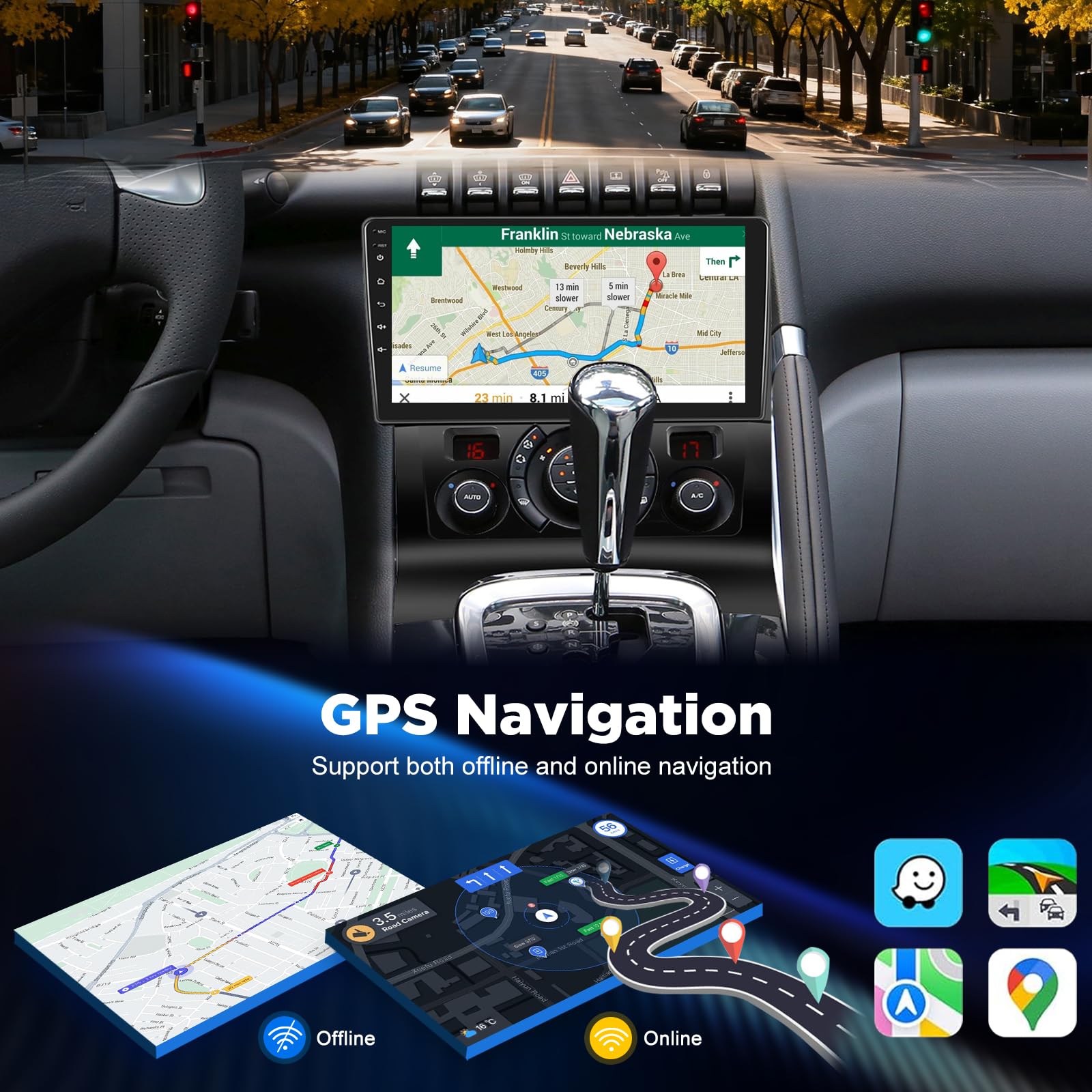 Autoradio pour Peugeot 3008 2009-2015, [2G+64G] Android 9 Pouces Touch Screen Radio with Wireless Carplay and Android Auto/Bluetooth/WiFi/Bluetooth/EQ/FM RDS Radio