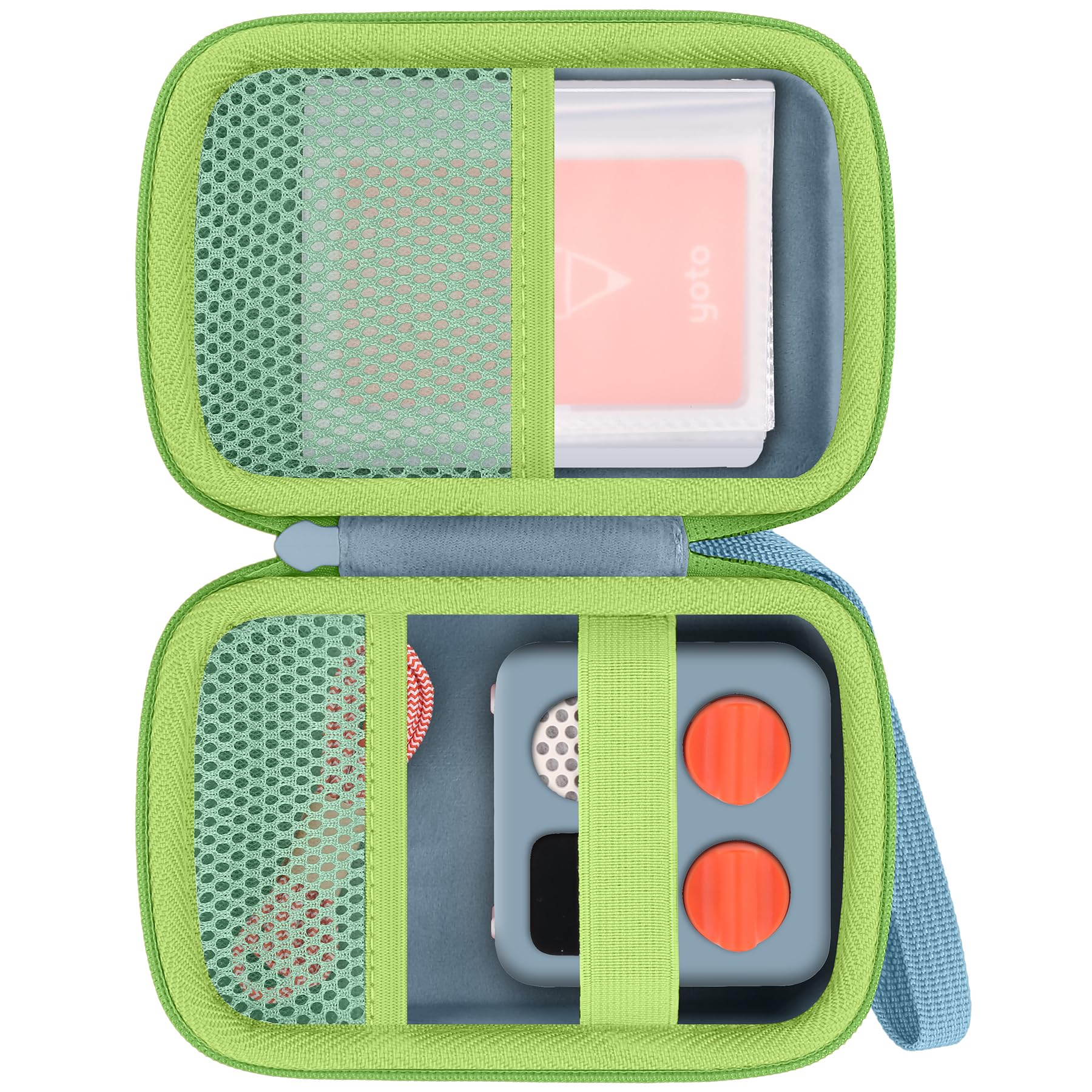 Photo 1 of Baval Storage Case Compatible with Yoto Mini (2024 Edition) Kids Screen-Free Bluetooth Audio Player,Transparent Card Bag can hold up to 36 cards(Light Blue Case,Green Zipper)