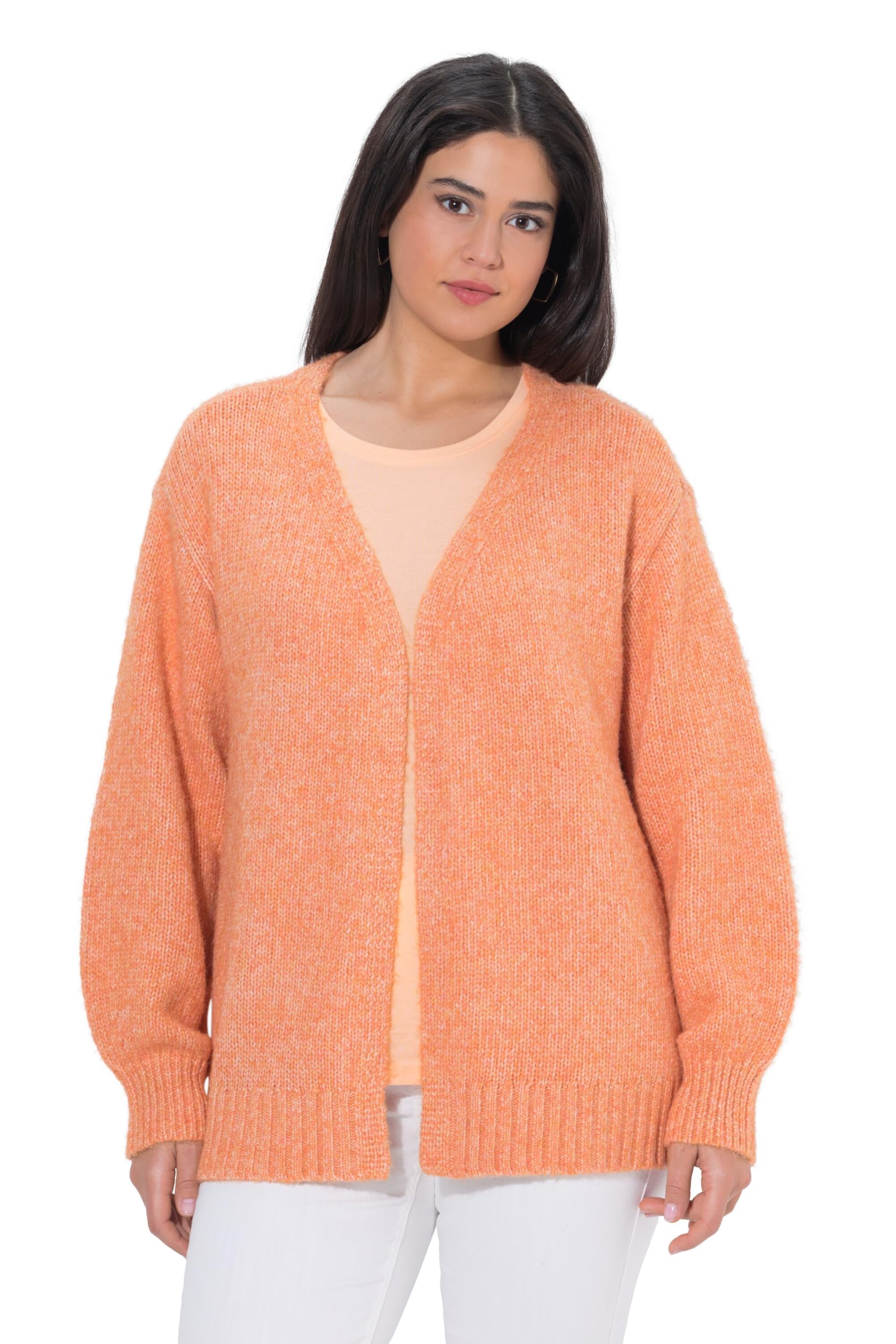 Ulla Popken Damen große Größen Übergrößen Plus Size Strickjacke, offene Form, Langarm, recycelt 848268