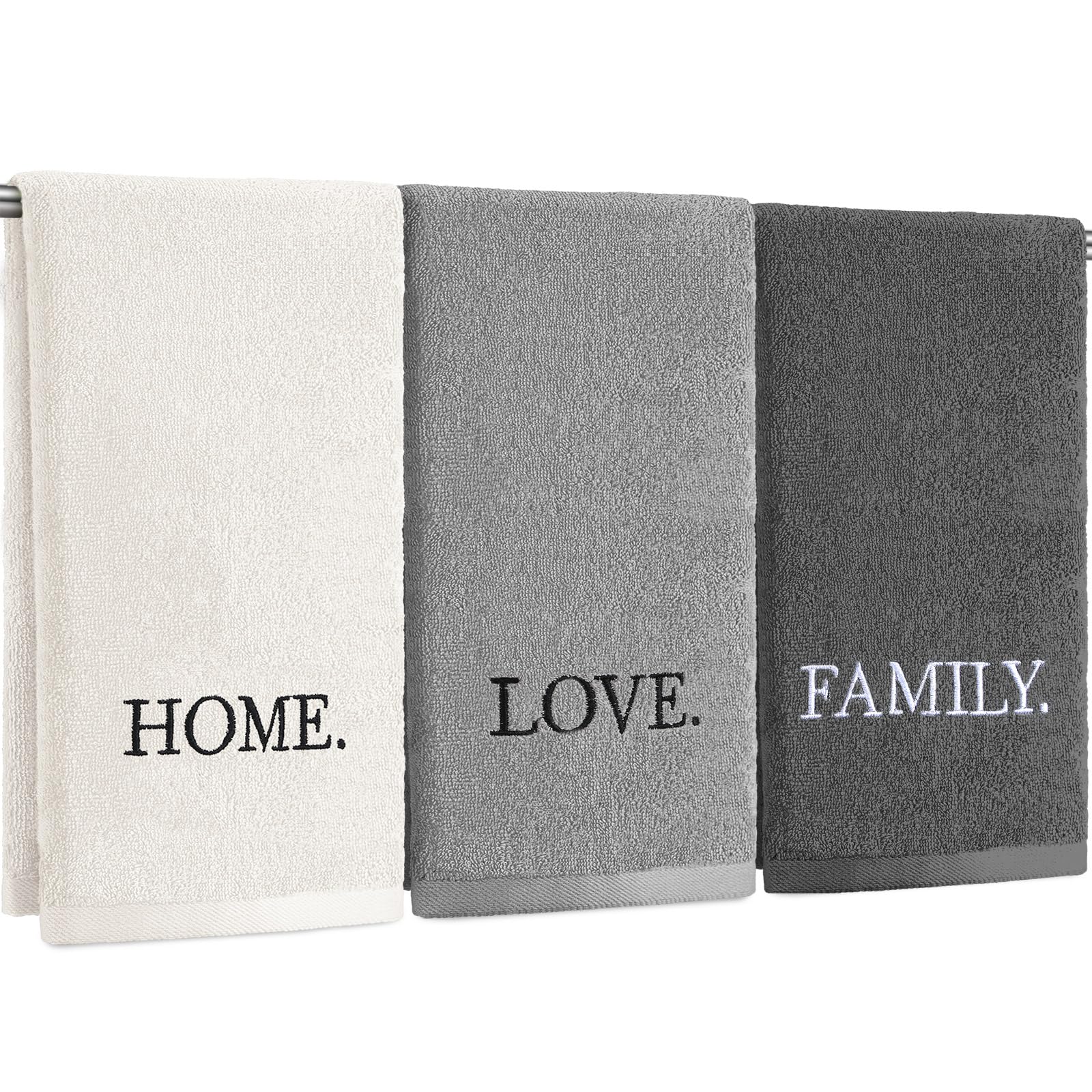 Hillsuren Lot de 3 serviettes à main brodées 100 % coton pour