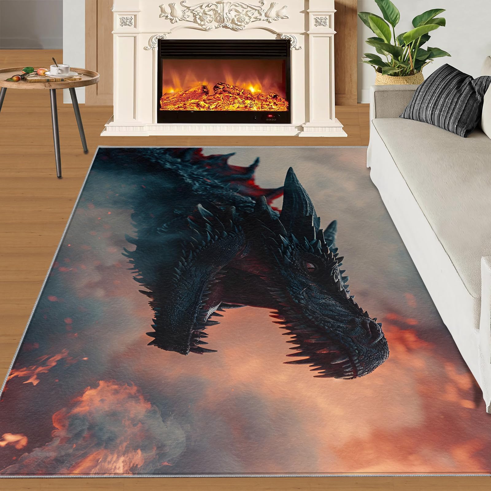 SANSJI Roaring Dragon Area Rug 180x270 cm - Non Slip Washable Fantasy Dragon Rugs for Bedroom, Magic Animal Design Indoor Carpet for Kids, Soft & Resistant Floor Decor