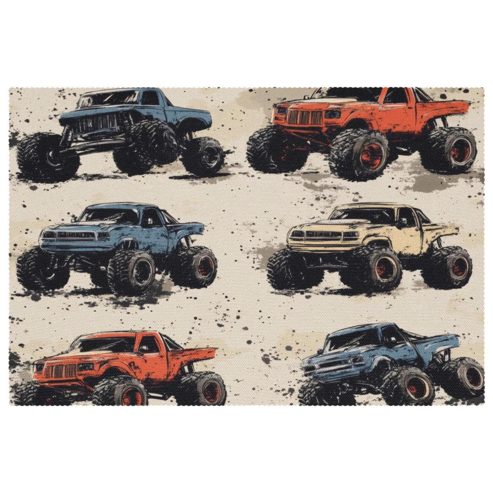 Set de table Monster Trucks antidérapant et résistant à la chaleur pour enfant lot de 6