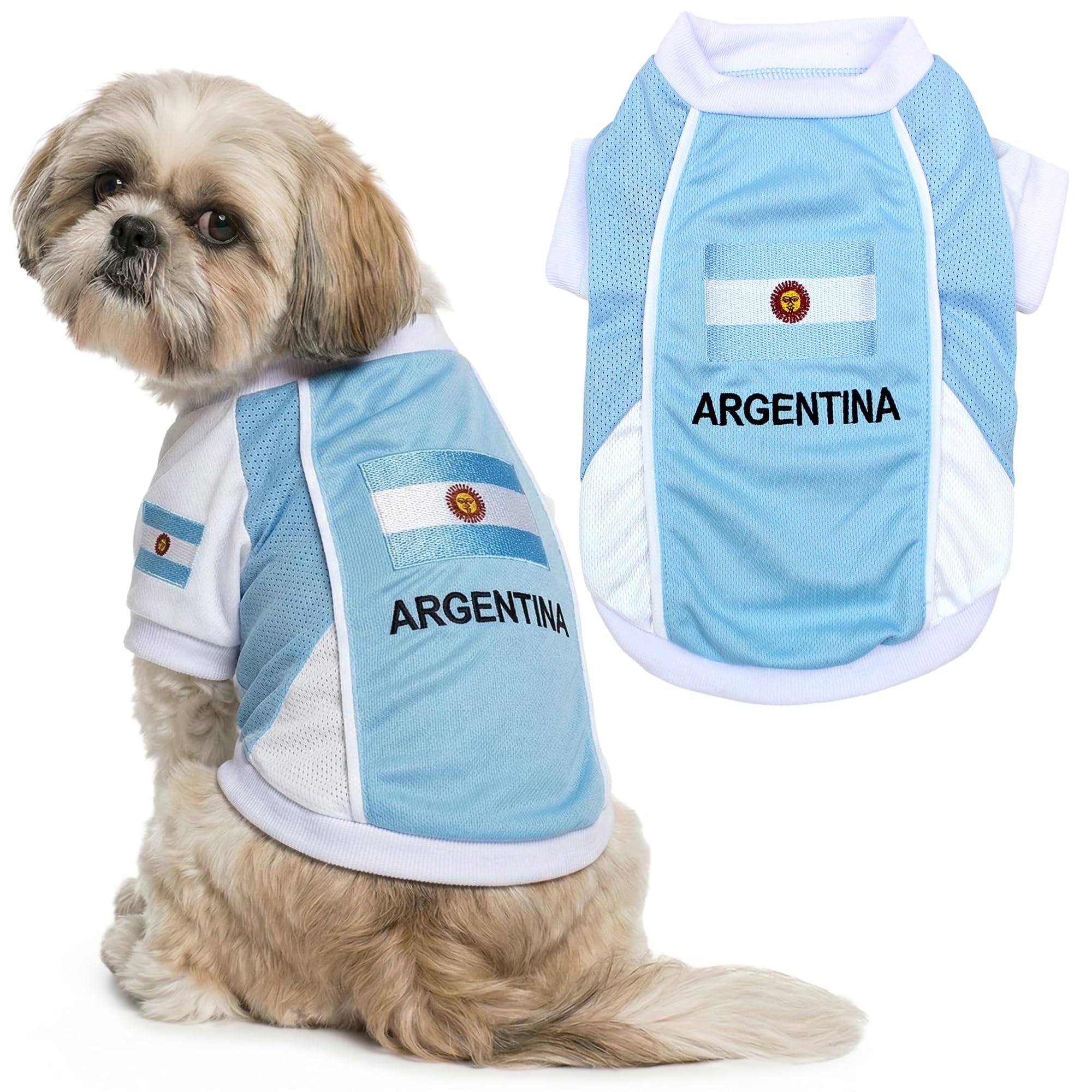Parisian Pet Team Germany Dog Jersey - Breathable Mesh Puppy Football Jersey - Lightweight Stretch Sporty Dog Clothes - Summer Shirts for Medium Dogs - Soccer Jersey for Dogs - Sportswear Pet Clothes