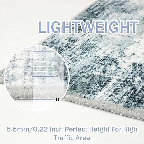 Miniatura 116 de IOHOUZE Alfombra pequeña abstracta de 2 x 3 pies, alfombra de entrada lavable para entrada interior, alfombras con respaldo de goma, alfombra Gris