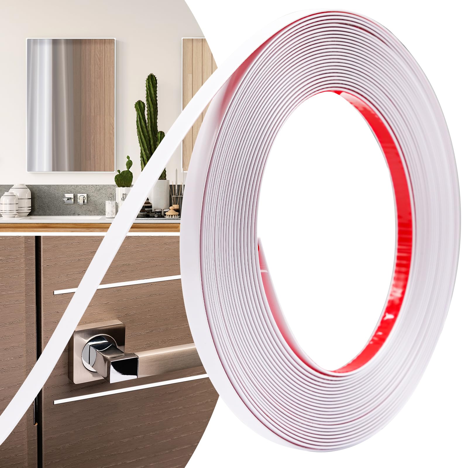 JSIWOTH 0.39in × 40Ft Peel and Stick Wall Molding Trim - Flexible Self Adhesive Molding Trim for Walls, Edges, Borders, Window Frames, Backsplash