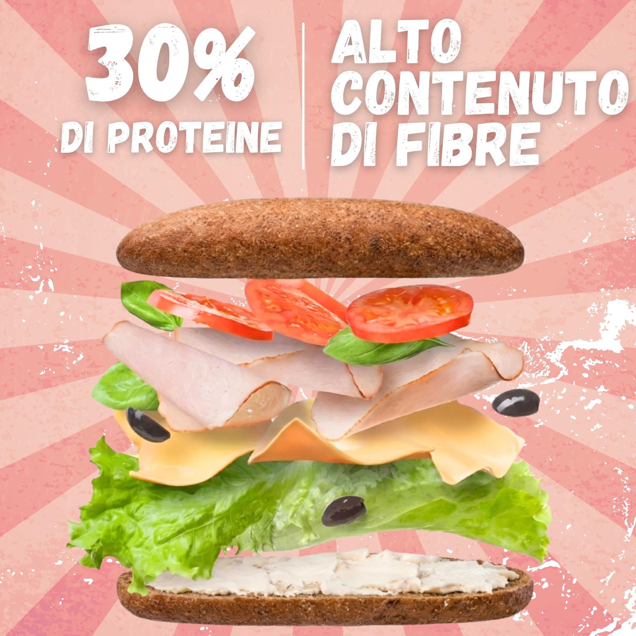 Nätoo Baguette Pane Proteico 440g (4x110g) Alimenti Keto Pane Low Carb Ricco Di Fibre Con Semi di Lino, Girasole e Sesamo Fonte di Omega-3 e Omega-6 per Dieta Keto